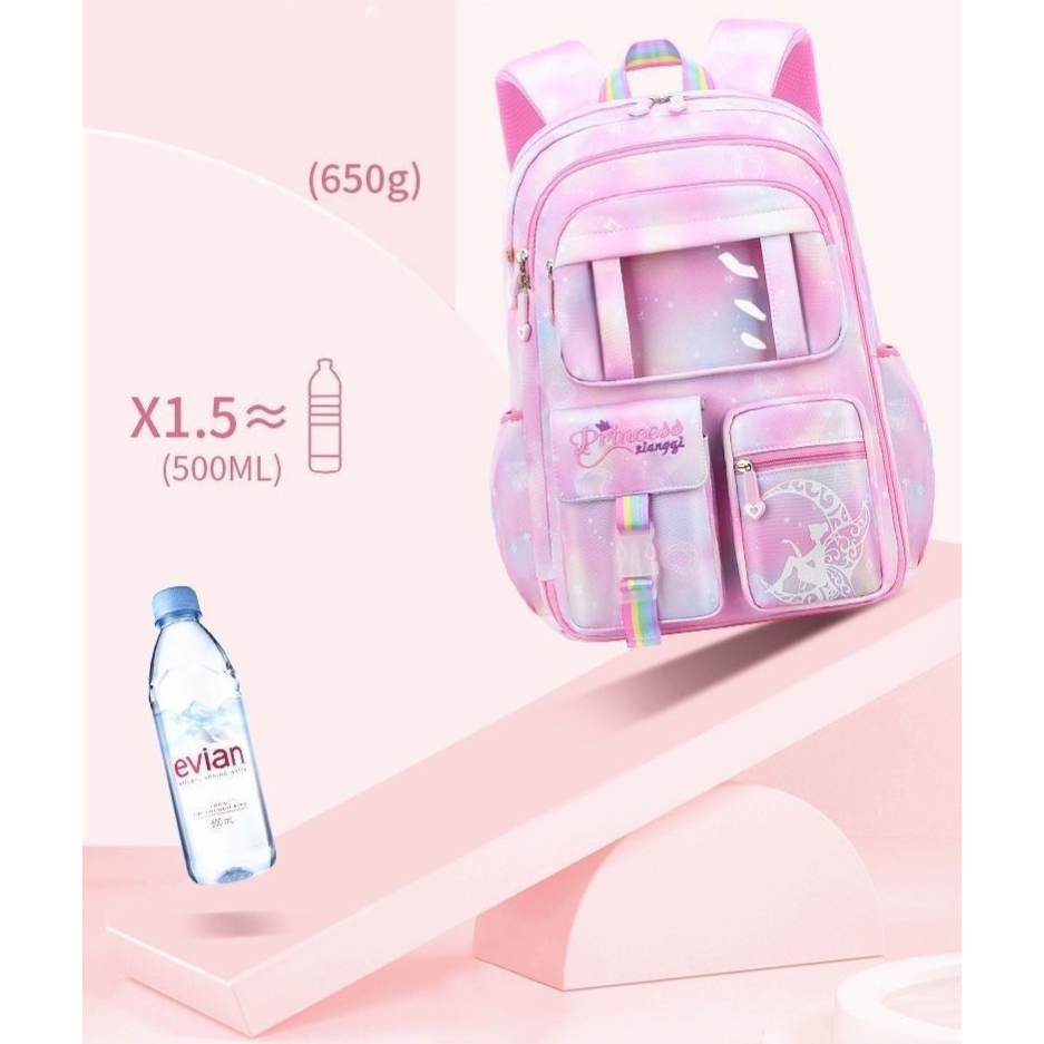 แบบใหม่สไตล์เจ้าหญิงน่ารักความจุขนาดใหญ่กันน้ำ เปิดได้ 180° มองเห็นได้ชัดเจน น้ำหนักเบา เหมาะสำหรับเด็กอายุ 7-12 ปี