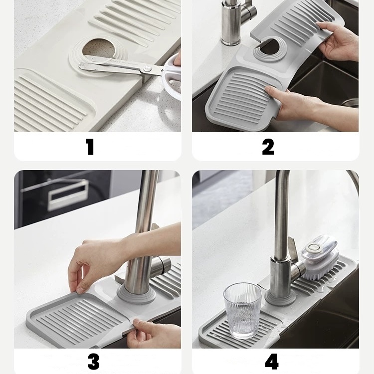 แผ่นซิลิโคนกันน้ำกระเด็น แผ่นซิลิโคนรองก๊อกน้ํา ดูดซับน้ํา เหมาะสำหรับอ่างล้างจาน แห้งเร็ว KKHOME - รูปที่ 6