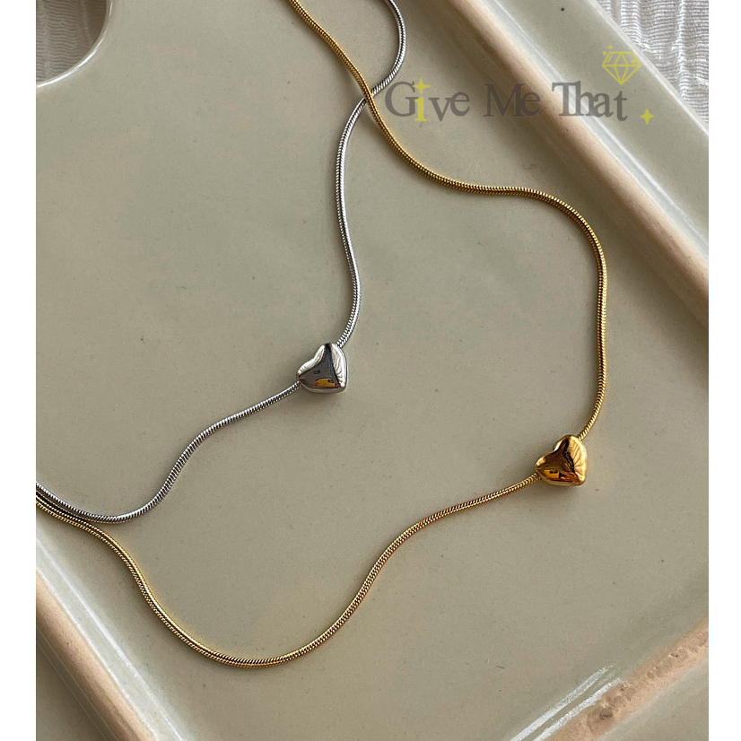 สร้อยคอสแตนเลสแท้ สไตล์มินิมอล ชุบทอง 18K สร้อยคอรุ่น Tiny Heart Necklace Givemethat