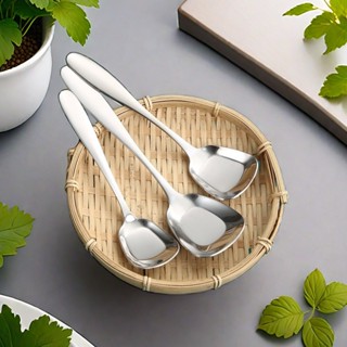 ช้อนสแตนเลสทรงสี่เหลี่ยมหนา 304 คุณภาพสูง