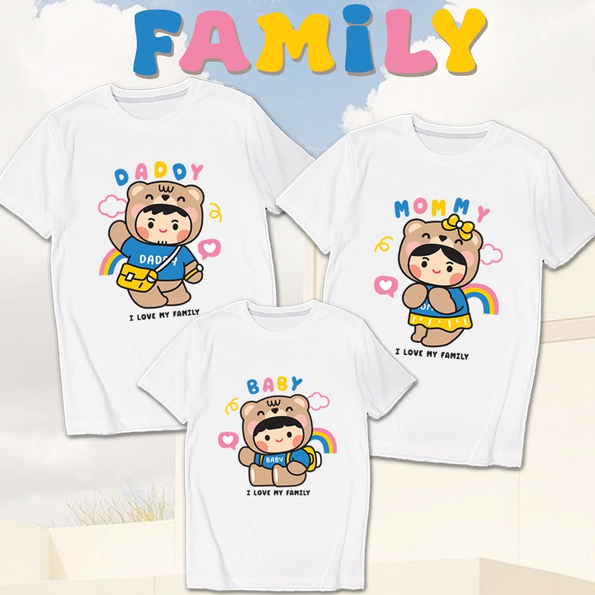 เสื้อยืด ครอบครัว Family Daddy Mommy Baby สกรีน ผ้าหนา นุ่ม ใส่สบาย No.0368