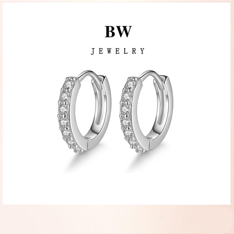Jewelry ต่างหู ต่างหูแฟชั่น ห่วงเพชร BWE003&BWE004 ต่างหูเงินแท้ ของขวัญ