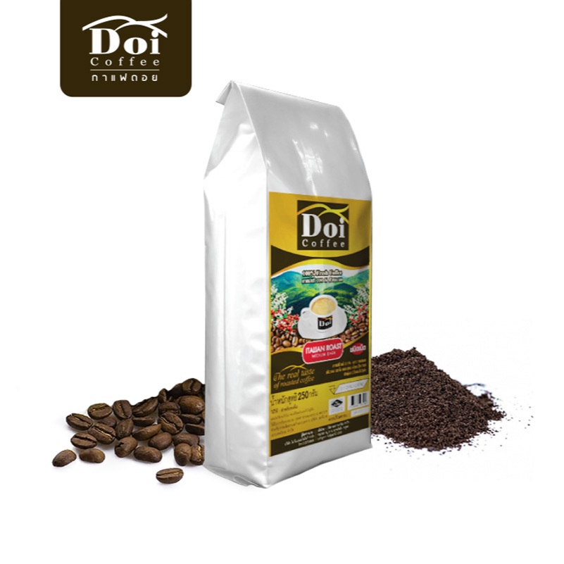 [ใหม่] เมล็ดกาแฟคั่วเข้ม Doi Coffee ITALIAN Roast 250g.