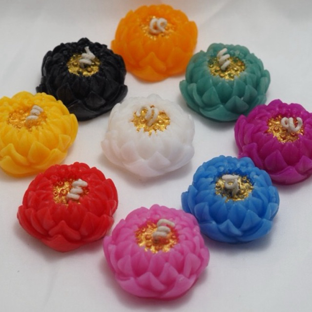 เทียนดอกบัว ดอกบัวพับ9สี ขนาด5.3cm ถวายพระ ถวายพระแม่ลักษมี ถวายพระแม่กวนอิม บูชาดาวนพเคราะห์ เสริมโชคลาภ เป็นมงคล