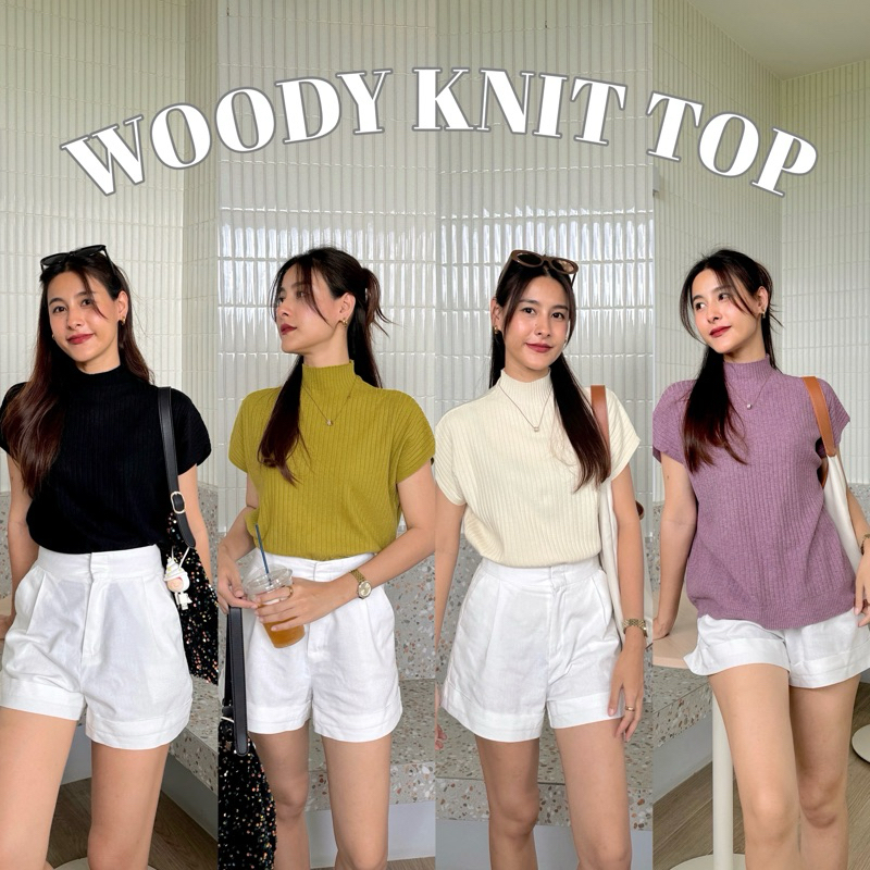 19JAN.STUDIO : WOODY KNIT TOP ✨เสื้อไหมพรมแขนล้ำคอปีน ผ้าร่องนุ่มนิ่ม