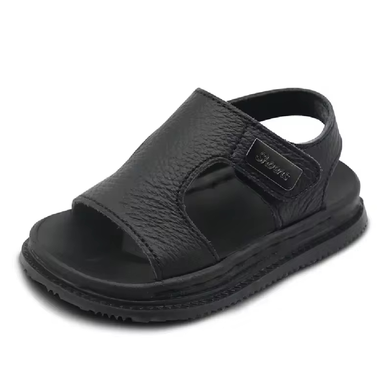 Summer Beach Sandals For Boys Korean Style 2024 Fashion Children Footwear PU Leather Anti-slippery Soft-soled Kid's Shoe