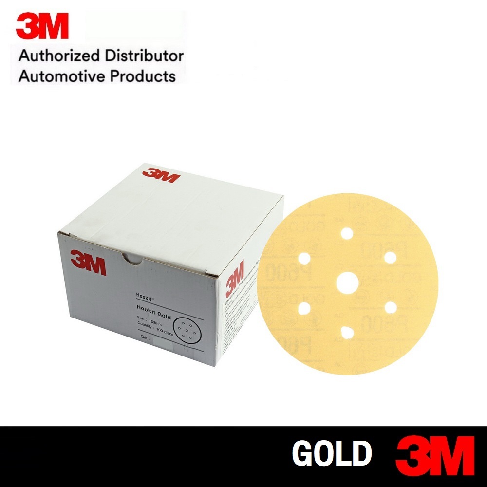 3M GOLD Hookit (x100 แผ่น) กระดาษทรายกลมขนาด 6นิ้ว (150มิล) 6รู