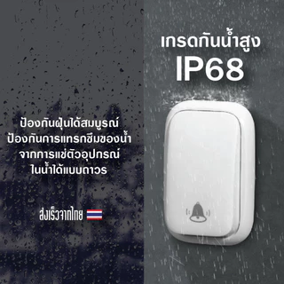 🔥ส่งด่วน🔥กริ่งไร้สาย กันน้ำทนแดด ออดไร้สาย กริ่งประตูบ้าน กริ่งติดหน้าบ้าน ไม่ใช้ถ่าน รับระยะได้ไกล เปลี่ยนเสียงได้