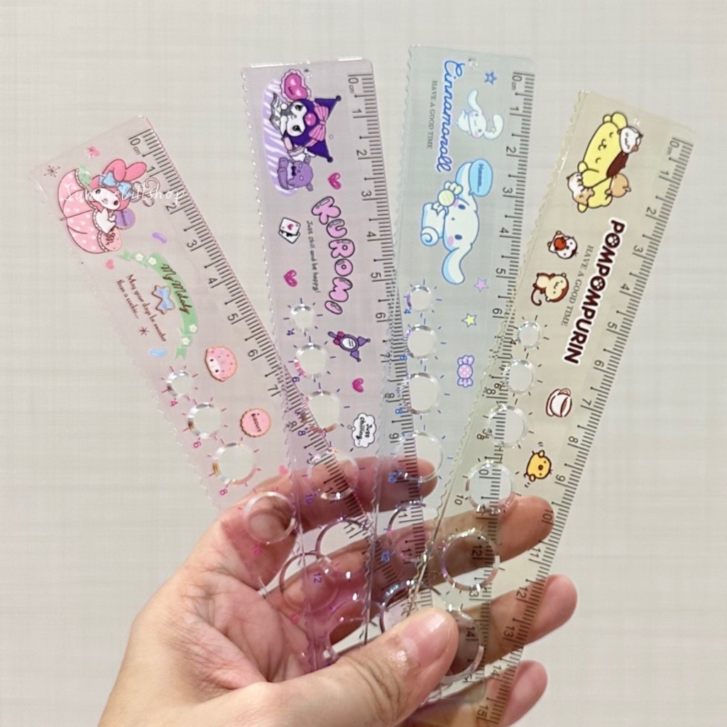 ไม้บรรทัด ลายการ์ตูน ขนาด15cm มีวงกลมสำหรับวาด