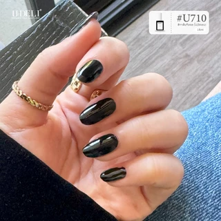 สีทาเล็บกึ่งเจล ไม่อบ U-DELI U-710 สีดำ Black Charcoal 16ml Vegan Nail polish สีดำชัด เงา แห้งเร็ว