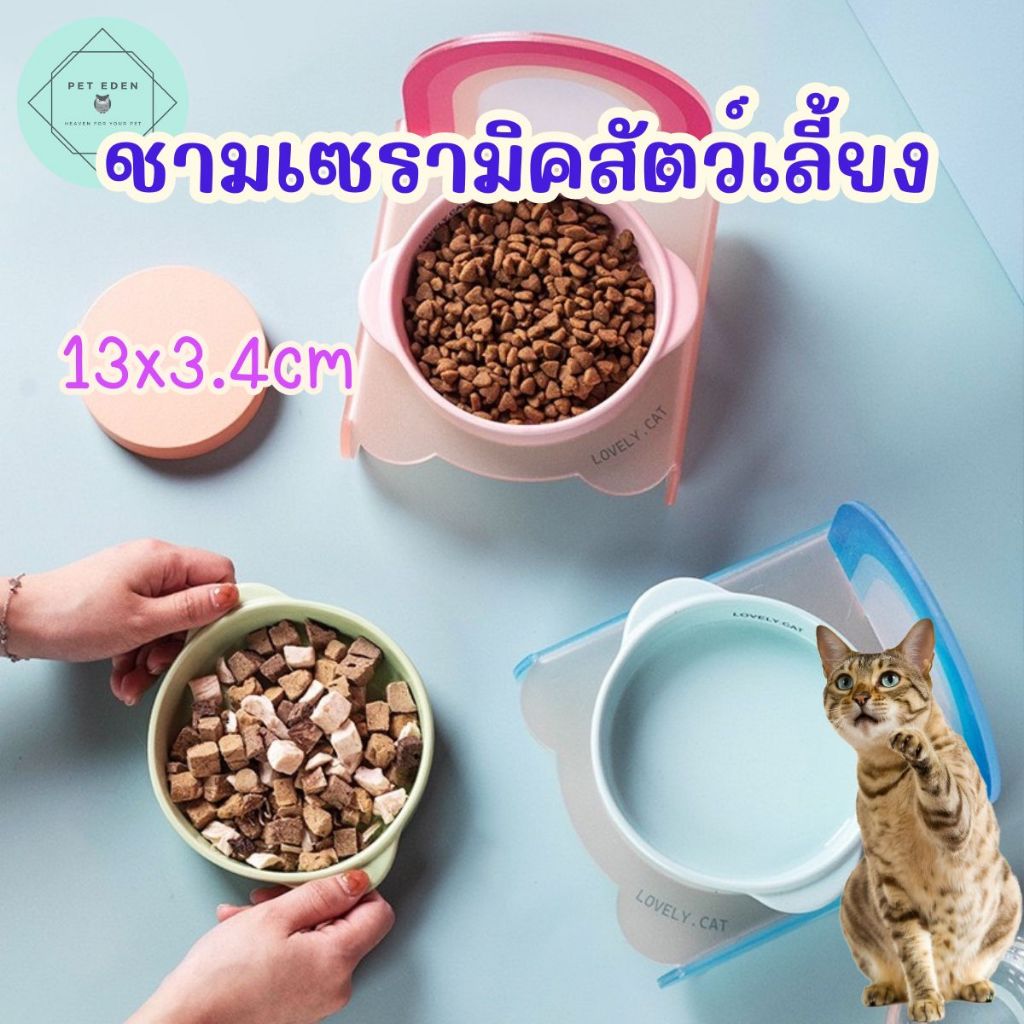 ชามเซรามิค Lovely อาหารแมว ชามแมว จานอาหารสัตว์เลี้ยง เซรามิก Bowl