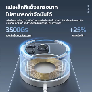 ที่ชาร์จไร้สาย 15W Qi เครื่องชาร์จไร้สายเร็ว ที่ชาร์จมือถือ การชาร์จแบบแม่เหล็ก รับประกัน 1 ปี