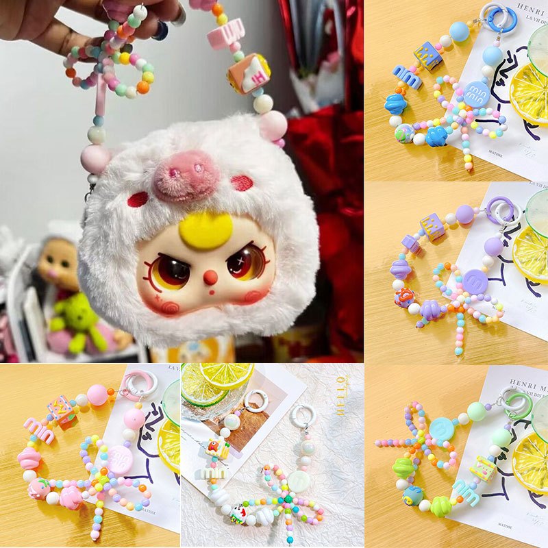 Baby Three V2/V1 Kimmon พวงกุญแจลูกปัดสีเด ็ กสามแขวนจี ้ พวงกุญแจของขวัญ โซ่คล้องโทรศัพท์มือถือ
