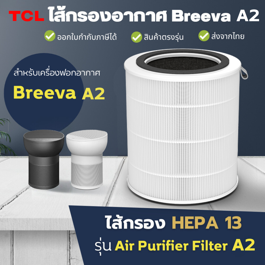ไส้กรองอากาศ TCL Breeva A2 ฟิลเตอร์ 3in1 Hepa H13 แท้  สำหรับ เครื่องฟอกอากาศ TCL A2F
