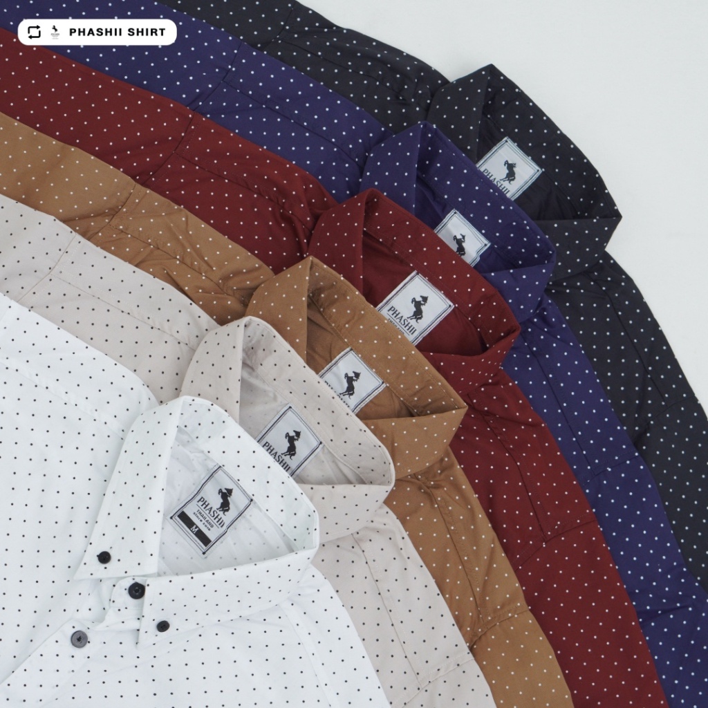 เสื้อเชิ้ตผู้ชายแขนยาว PHASHII รุ่นลายจุด ใส่สบาย เนื้อผ้านุ่ม ขายดีมาก!
