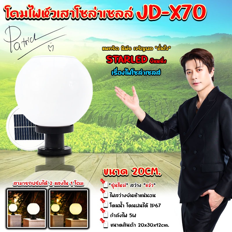 12.12 โปรแรง ถูกสุดไฟ 2 สี20ซม.โคมไฟหัวเสาโซล่าเซลล์ LED SOLAR LAWN LIGHT เลือกโหมดได้ 2 แสง ขาวและวอร์มไวท์ ขนาด 20 CM.