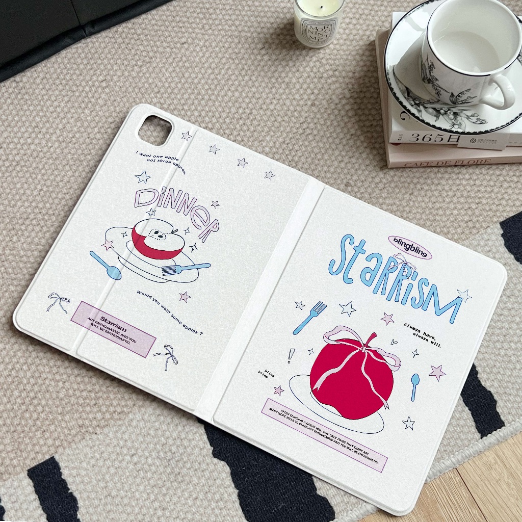 💥พร้อมส่ง💥เคส iPad Air7 Air6 Air13 พร้อมถาดใส่ปากกา แอปเปิลโบว์ริบบิ้น เคสไอแพดgen11 pro11 2024 Air5