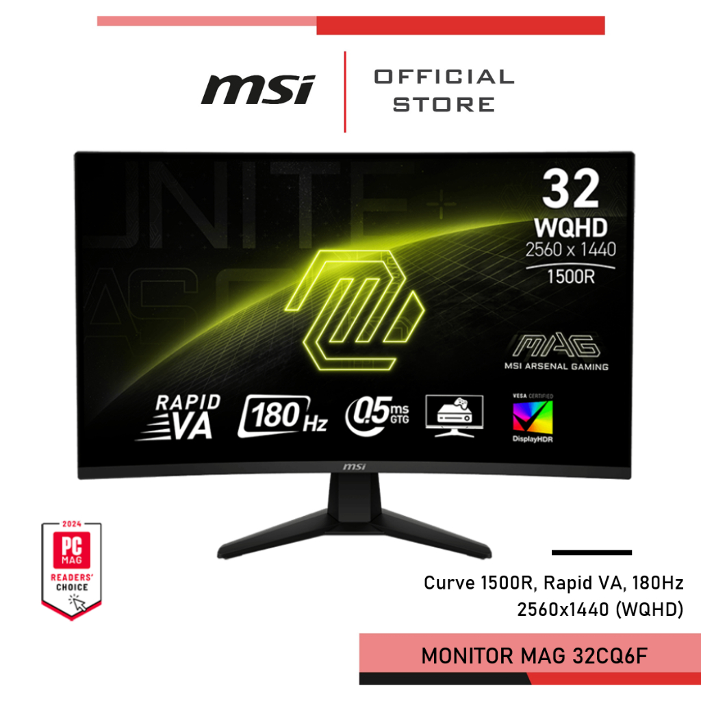 MSI MAG 32CQ6F Monitor จอคอมพิวเตอร์ 31.5'', 180Hz, Curve 1500R