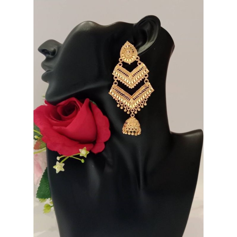 🎯Erring from india ตุ้มหูทรงระฆังจากอินเดีย งานสีทองยาว4” สินค้าอยู่ไทยพร้อมส่ง