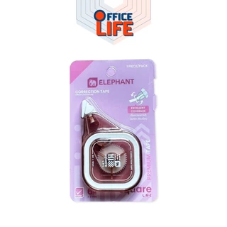 Elephant (ตราช้าง) เทปลบคำผิด 6 M. รุ่น SQUARE (สแควร์) คละสี (จำนวน 12 ชิ้น/กล่อง)