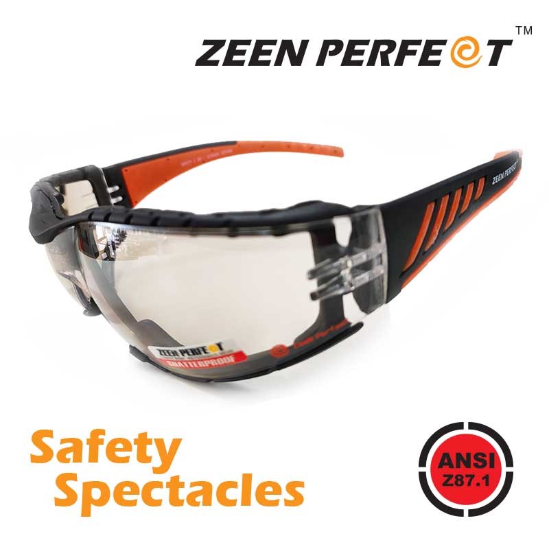 แว่นเซฟตี้สปอร์ต motorcycle กันลม, UV400 เลนส์ Polycarbonate กันรอยขีดข่วน มีโฟมกันหน้า ZEEN PERFECT มาตราฐาน ANSI Z87.1