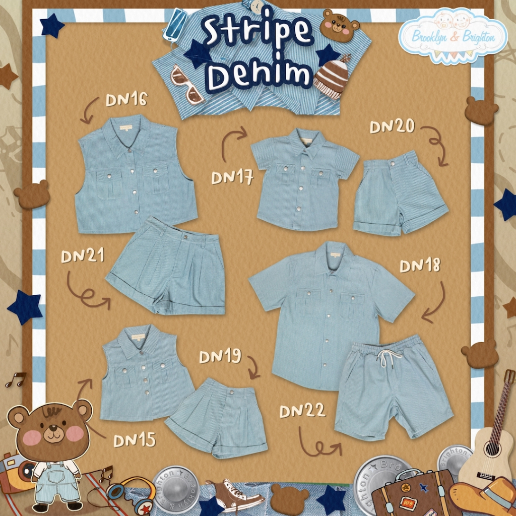Brooklyn & Brighton - Stripe Denim Top & Shorts