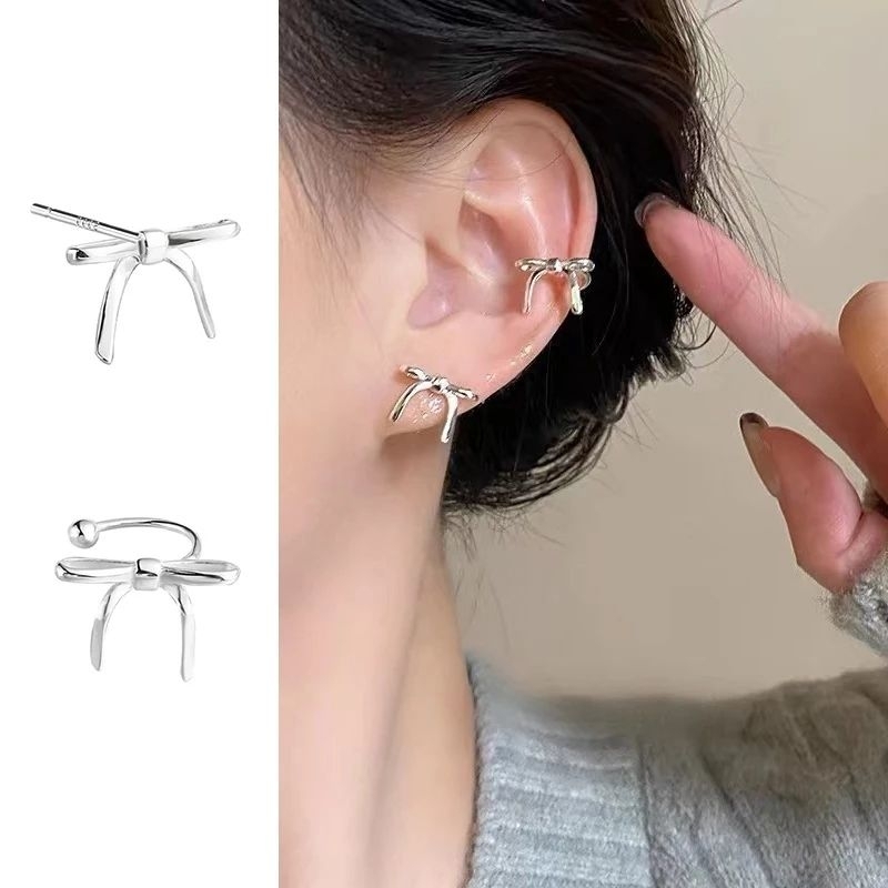 ( มีแบบ หนีบ/ เจาะ) ต่างหูโบว์  • Ribbon Ear Cuff