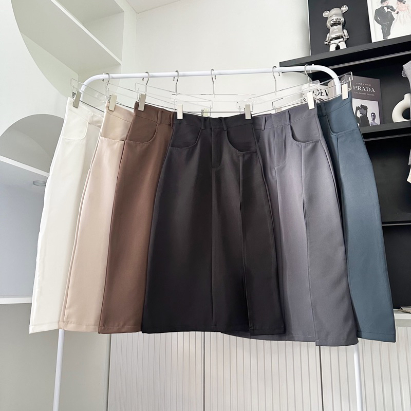 Bernice w Skirt  กระโปรงเอวสูงผ่าข้าง ซิปหน้าตะขอหน้า🔥พร้อมส่ง