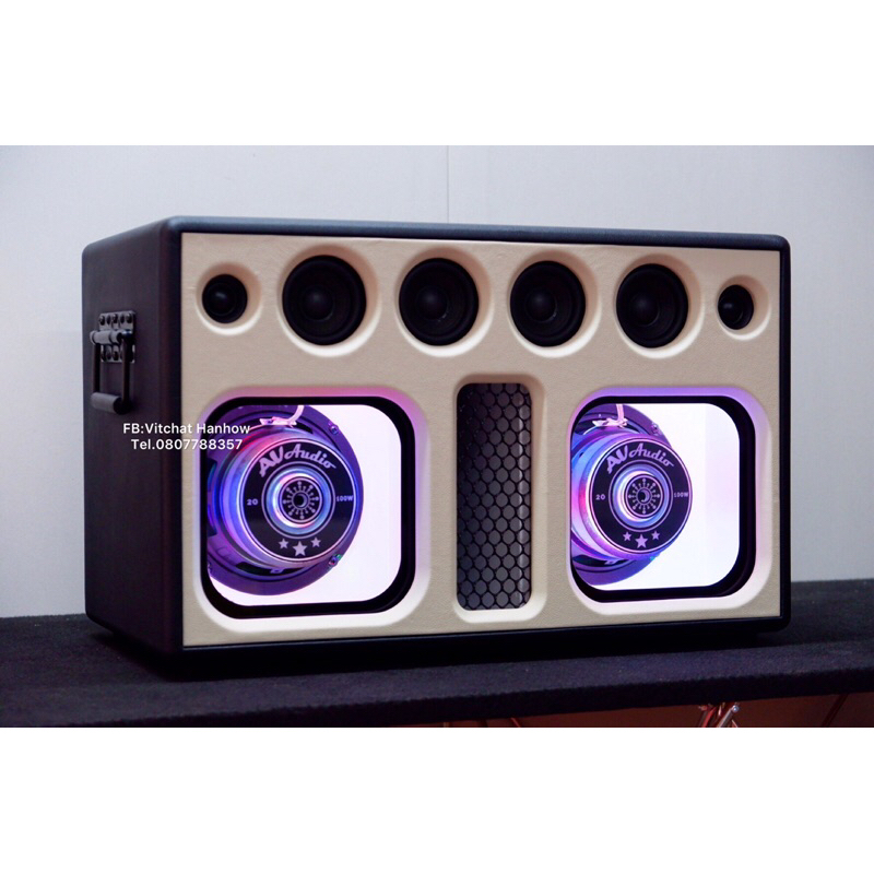 ลำโพงบลูทูธ Diy แบนพาส ซัพ6.5"คู่ ไฟ2ระบบ แบตเตอรี่+ไฟบ้าน