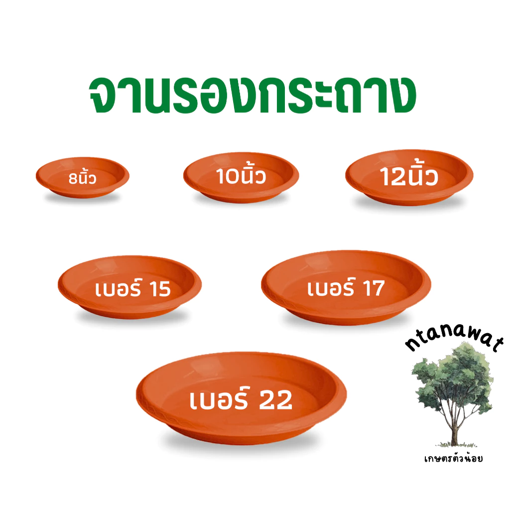 จานรองกระถางต้นไม้ สีอิฐ ถาดรองกระถางต้นไม้ จานรองกระถาง 6นิ้ว 8นิ้ว 10นิ้ว 12นิ้ว 15นิ้ว 17นิ้ว