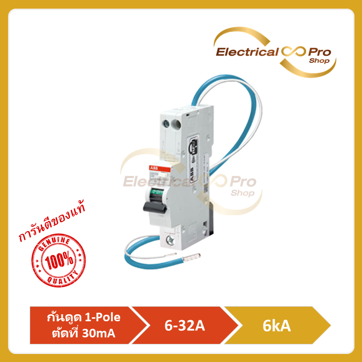ABB อุปกรณ์ป้องกันไฟฟ้ารั่ว กันดูด ชนิด RCBO, Type AC, 1-Pole มีทั้งพิกัด 6kA (DSE201C6AC30-DSE201C3