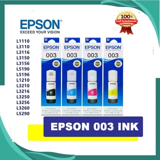 EPSON 003（พร้อมกล่อง） หมึกแท้ 100%/ราคาถูก (L1110 L3100 L1210 L3101 L3106 L3110 L3150 L3250)L3250 L5190 4 สี BK, C, M, Y