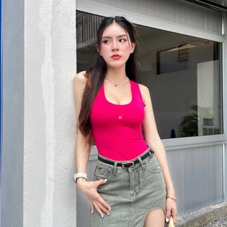 🌈SpinnyHouse🌈เสื้อกล้าม ผ้าเรย่อนยืดเยอะมาก ทรงเข้ารูป 💖 ผ้าบางใส่สบาย พรางหุ่น ปักโลโก้อก รุ่น อุด้งปักSPN