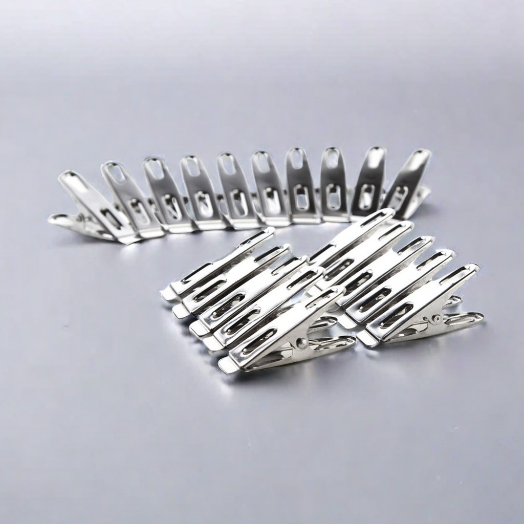 ที่หนีบผ้าสแตนเลสแบบหนา 20 ชิ้นสำหรับคลิปหนีบผ้าในครัวเรือนคลิปอาหาร