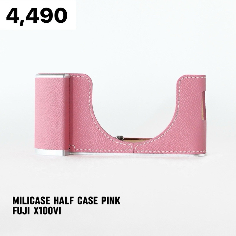 Milicase Half Case Pink ( Big HandGrip ) For Fuji X100VI Hand Made 100%