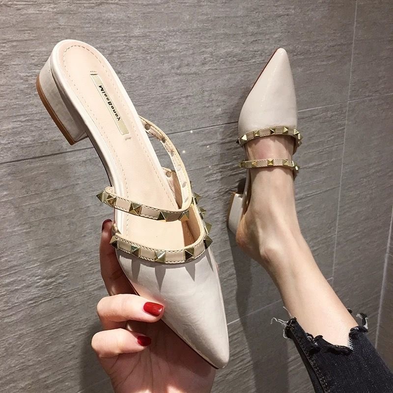🌈เตรียมจัดส่ง🔥35-43 หลา ฤดูร้อนฝรั่งเศสใหม่ปลายเท้าแหลมขนาดแบนทันสมัยสะดวกสบายรองเท้าแตะระบายอากาศ