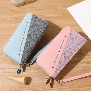 พร้อมส่ง รุ่นกากเพชร(GC-004) กระเป๋าสตางค์ใบยาวซิปคู่