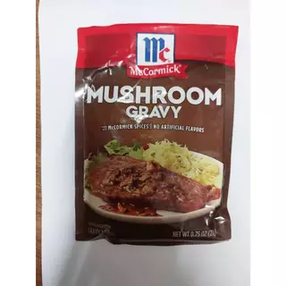 Mushroom Gravy สำหรับราดสเต็กหมู สเต็กไก่ สเต็กเนื้อ หรือมันบด แม็คคอร์มิค มัชรูม เกรวี่ มิกซ์ (21 g)