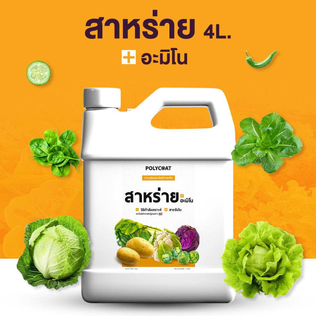 สาหร่ายน้ำขนาด 4 ลิตร+ ซิลิก้า + สารจับใบ ในขวดเดียว POLYCOAT
