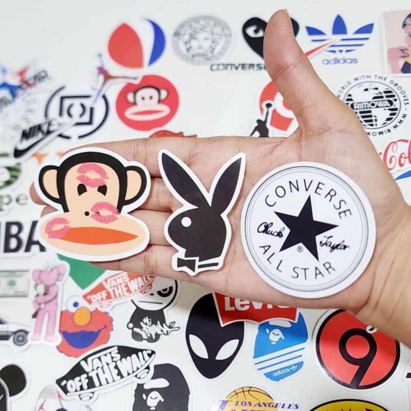 สติ๊กเกอร์ รวมโลโก้ ยี่ห้อต่างๆ (55 ชิ้น) ติดแน่น กันน้ำ ติดสเก็ตบอร์ด Paul Frank Nike Adidas  Logo