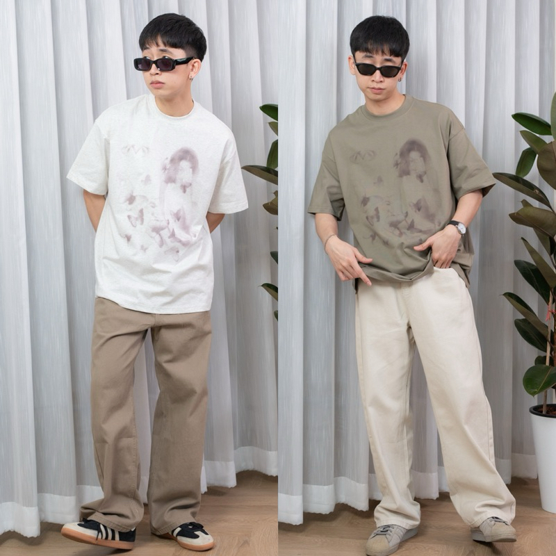 BUTTERFLIES T-shirt เสื้อยืดแขนสั้นทรงโอเวอร์ไซส์