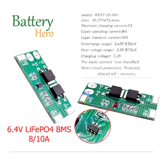 BMS 2S 6.4V 5-30A LiFePO4 บอร์ดป้องกันแบตเตอรี่ สำหรับ 2s ต่อแบตเตอรี่อนุกรม 2 ก้อน 3.2v+3.2v = 6.4v