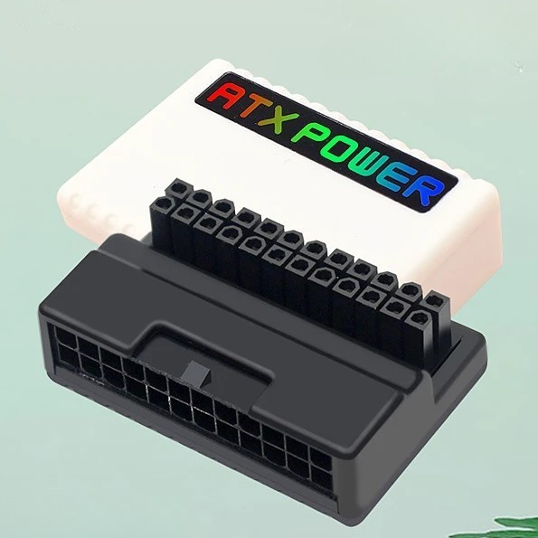 หัวต่อไฟ M/B 24Pin 90° ATX Power adapter RGB