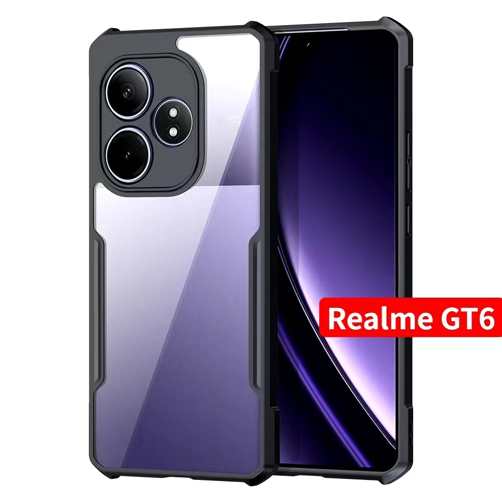 Realme GT 6T/Realme GT Neo6 SE/Realme GT6ตรงรุ่น(พร้อมส่งในไทย)เคสกันกระแทกขอบสีหลังใสrealme GT6