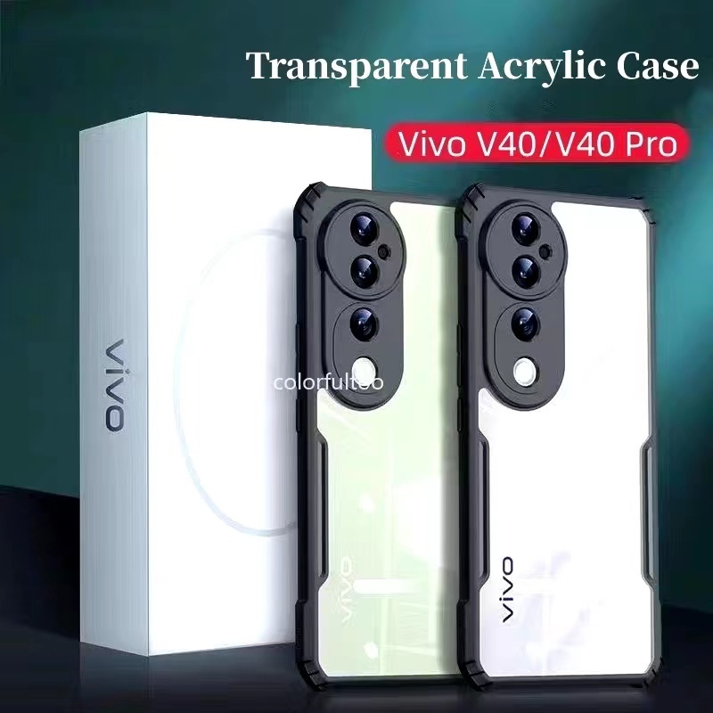 Vivo V40Pro 5Gตรงรุ่น(พร้อมส่งในไทย)เคสกันกระแทกขอบสีหลังใสVivo V40 5G/Vivo V40 Pro 5G