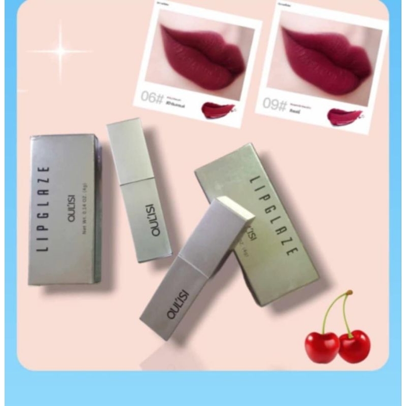 ลิปสติกLIPGLAZE ลิปจุ่ม OULISI ลิปสติกสีแดงกำลังมาแรง, พร้อมส่ง