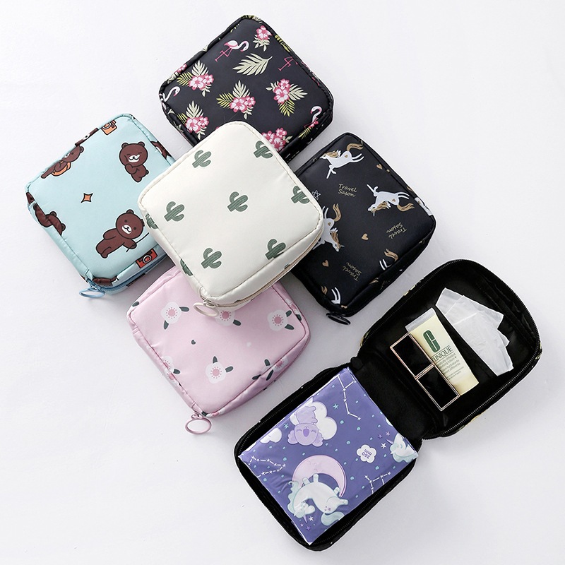 ShopAt.Two[BG6707] กระเป๋าผ้าอนามัย กระเป๋าใส่เครื่องสำอาง เครื่องประดับขนาดเล็กสำหรับพกพา