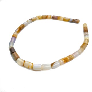 ลูกปัดหินแท้ ลักษณะเม็ดรูปทรงกระบอก หิน Brown Agate ขนาด 8x1…