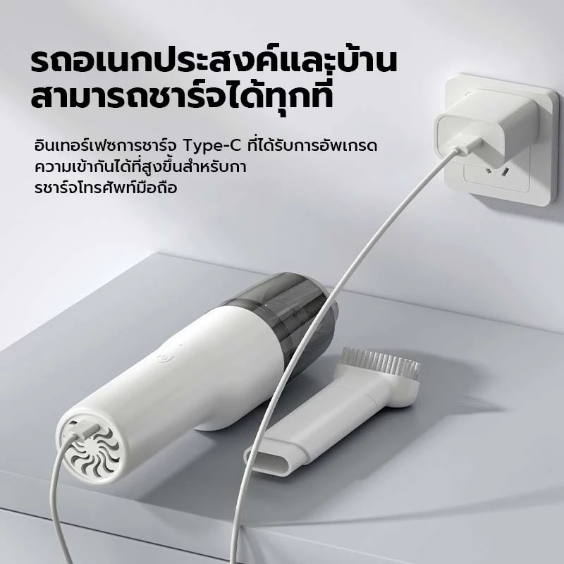 เครื่องดูดฝุ่นในรถ ไร้สาย 12000Pa ​Car Vacuum Cleaner เครื่องดูดฝุ่นขนาดเล็ก ที่ดูดฝุ่นในรถยนต์ ภายในบ้าน เตียง thumbnail 9