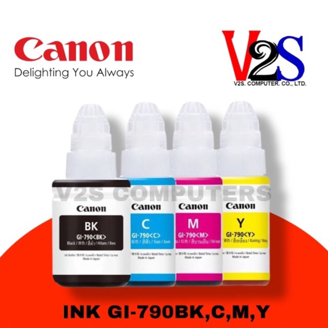 หมึกเติม Canon Ink GI-790 หมึกขวด 4 สี BK/C/M/Y ของแท้ 100%